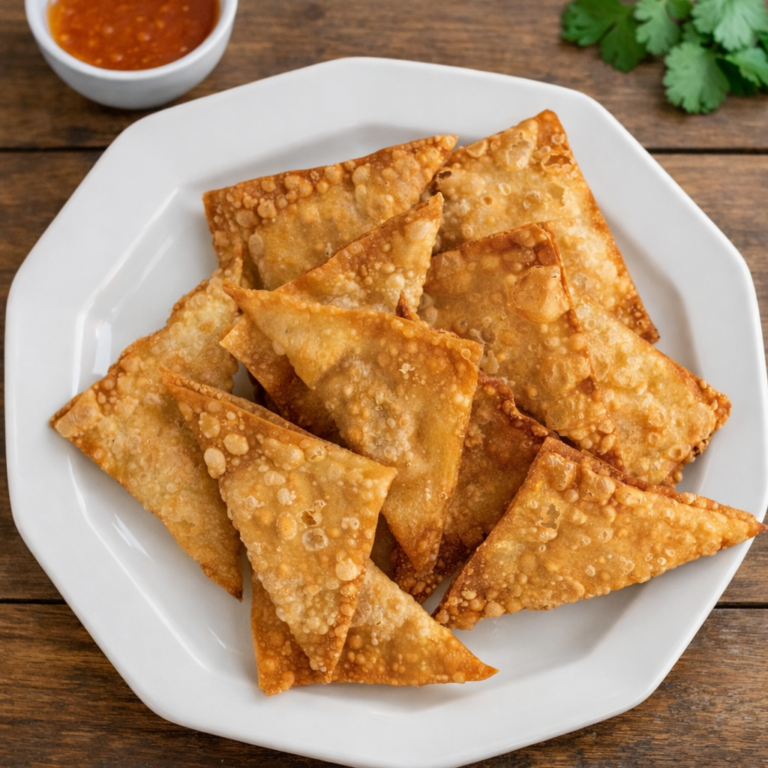 Crispy cream cheese wontons served with sweet and sour sauce