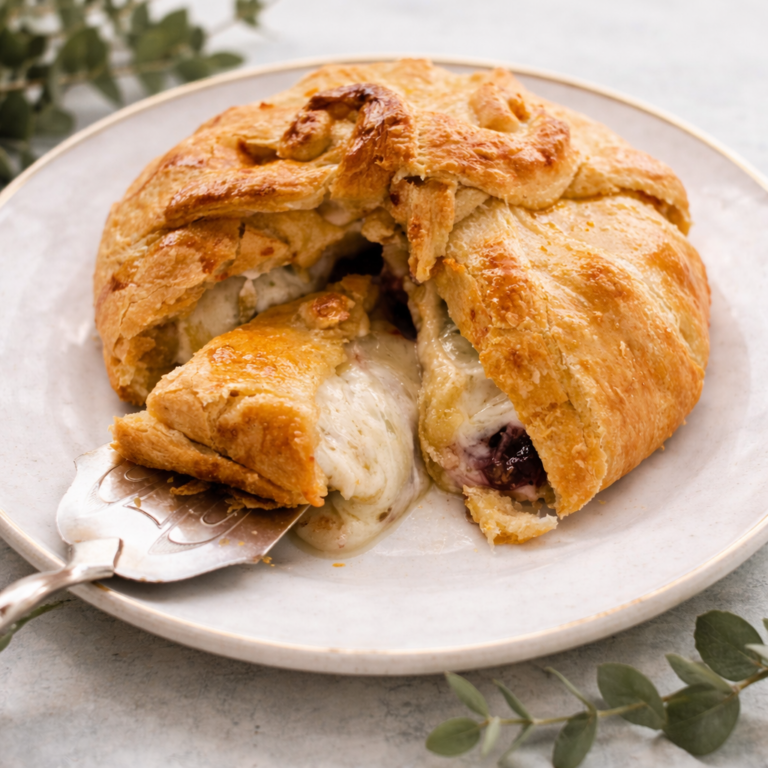 Cranberry pecan baked brie wrapped in crescent dough
