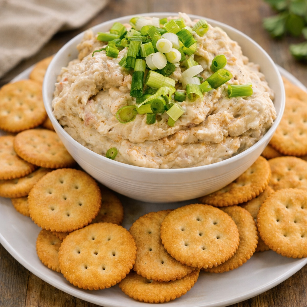 Slow cooker crab dip garnished with scallions