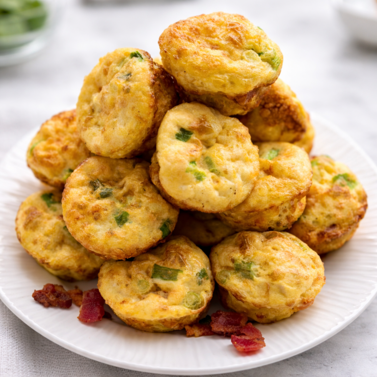 Mini omelet cups with bacon cheese and scallions