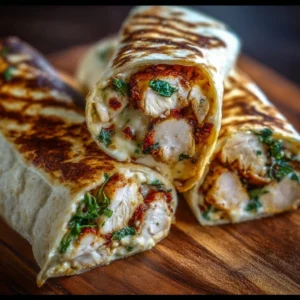 Air Fryer Chicken & Mozzarella Wraps served on a plate, healthy meal option.