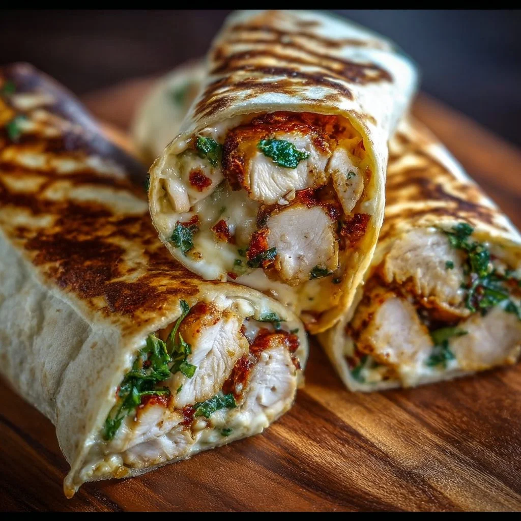 Air Fryer Chicken & Mozzarella Wraps served on a plate, healthy meal option.