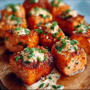 Bang Bang Salmon Bites Delicious Bang Bang Salmon Bites served with a spicy sauce