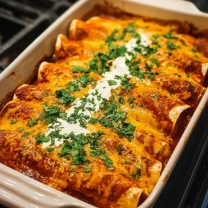 Cheesy chicken enchiladas served with toppings and garnishes