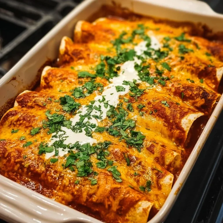 Cheesy chicken enchiladas served with toppings and garnishes
