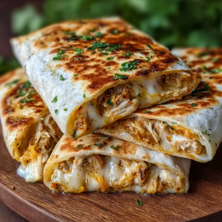 Delicious cheesy garlic chicken wraps served on a plate