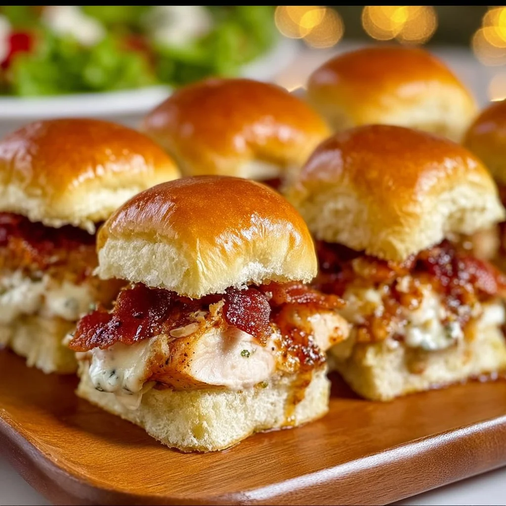 Delicious Chicken Bacon Ranch Sliders served on a platter