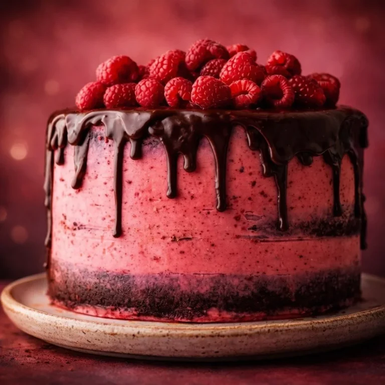 Decadent Chocolate Raspberry Cake with fresh raspberries and chocolate frosting