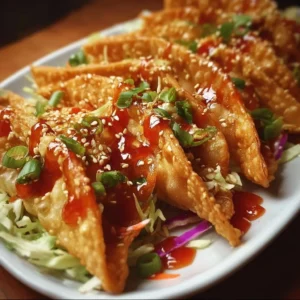 Crispy Chicken Wonton Tacos Crispy Chicken Wonton Tacos filled with juicy chicken and fresh toppings