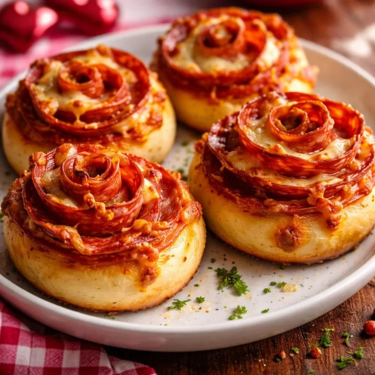 Homemade easy pizza roses garnished with herbs and cheese