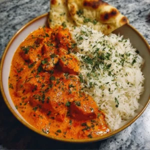 Homemade Butter Chicken Delicious homemade butter chicken served with rice