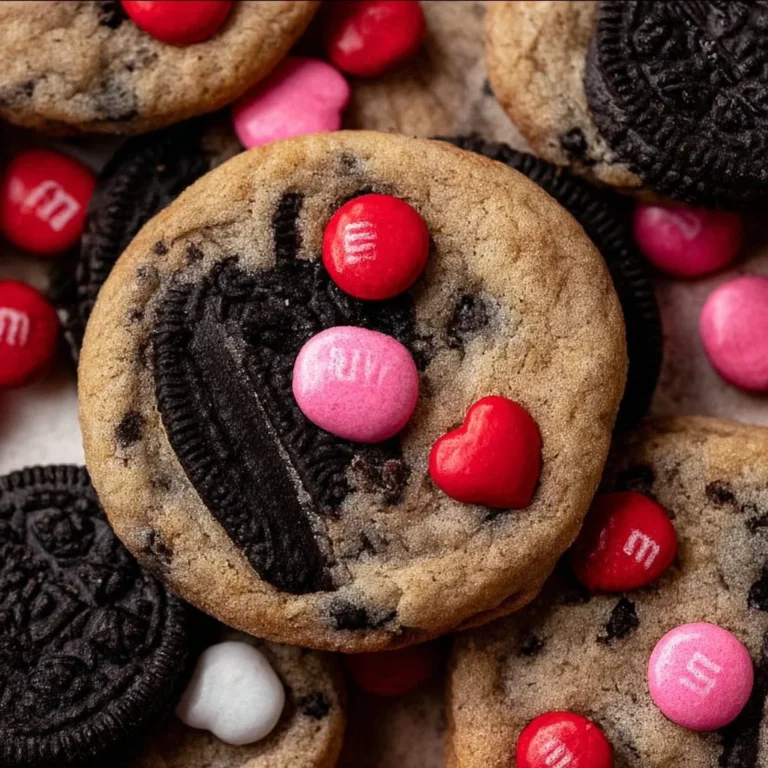 Oreo M&M's cookies fresh out of the oven, showcasing their chocolatey appeal.