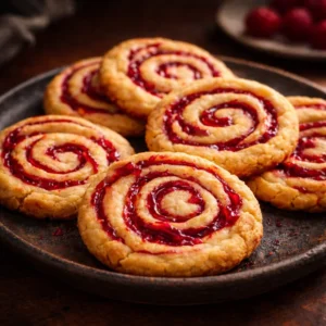 Raspberry Swirl Cookies Freshly baked Raspberry Swirl Cookies on a cooling rack
