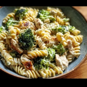 Rotisserie Chicken Broccoli Pasta Rotisserie chicken broccoli pasta dish served in a bowl with fresh ingredients.