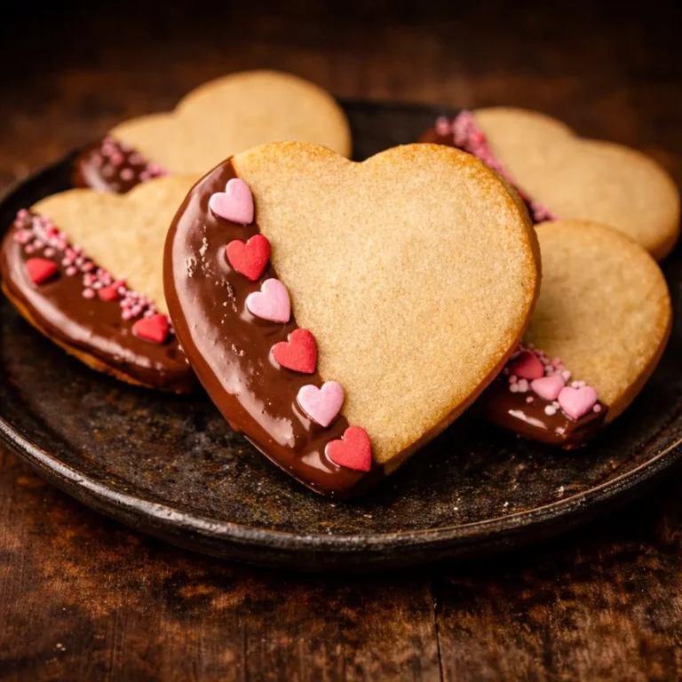 Delicious homemade shortbread hearts on a decorative plate.