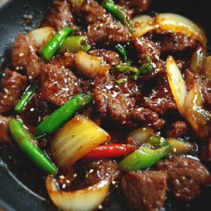 Sizzling Chinese pepper steak with onions served in a bowl