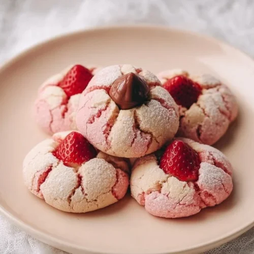 Delicious strawberry kiss cookies topped with strawberry flavor and soft texture