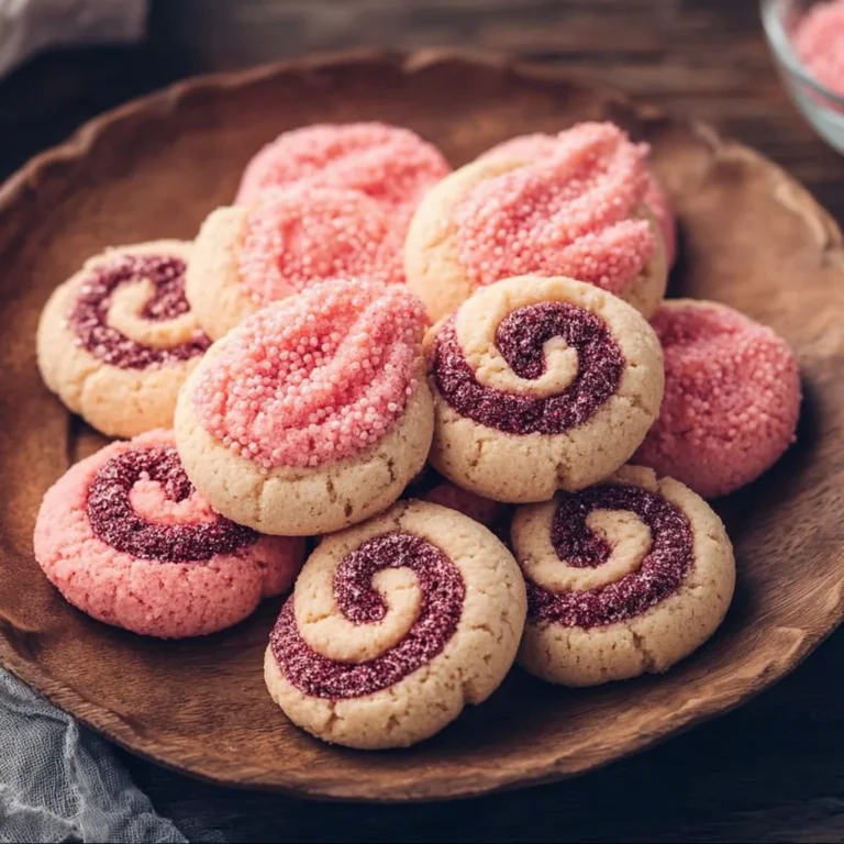 Baked Strawberry Kiss Cookies topped with a strawberry center