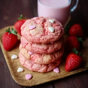 Strawberry Milkshake Cookies Delicious strawberry milkshake cookies with creamy frosting and fresh strawberries