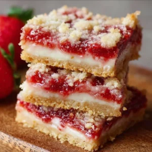 Delicious Strawberry Shortcake Bars with fresh strawberries and cream topping