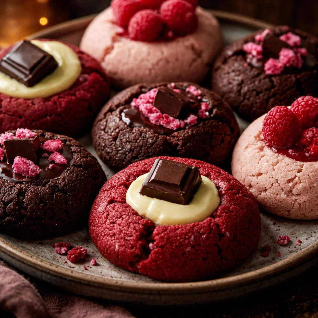 Delicious Valentine Ganache Cookies topped with rich chocolate ganache