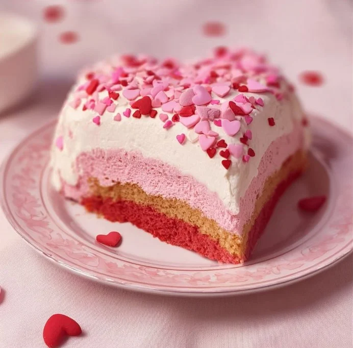 Delicious Valentine's Cake decorated with hearts and roses for a romantic celebration