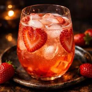 A vibrant bowl of Valentine's Day Punch with heart-shaped fruits and festive decorations.