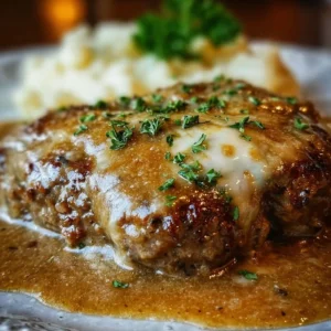 Amish Hamburger Steak Bake served with sides on a plate