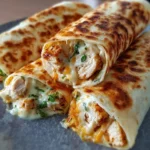 Cheesy Garlic Chicken Wraps with melted cheese and fresh ingredients