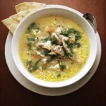 Delicious Chicken and Egg Soup with Pastina in a bowl