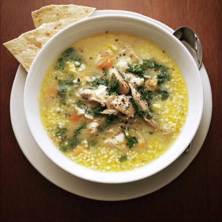 Delicious Chicken and Egg Soup with Pastina in a bowl