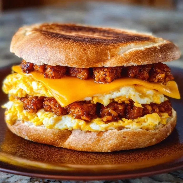 Delicious Chorizo Egg & Cheese breakfast sandwich with melted cheese