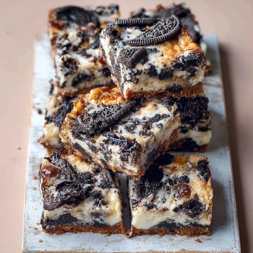 Delicious Cookies and Cream Magic Bars topped with chocolate and cookie crumbs.