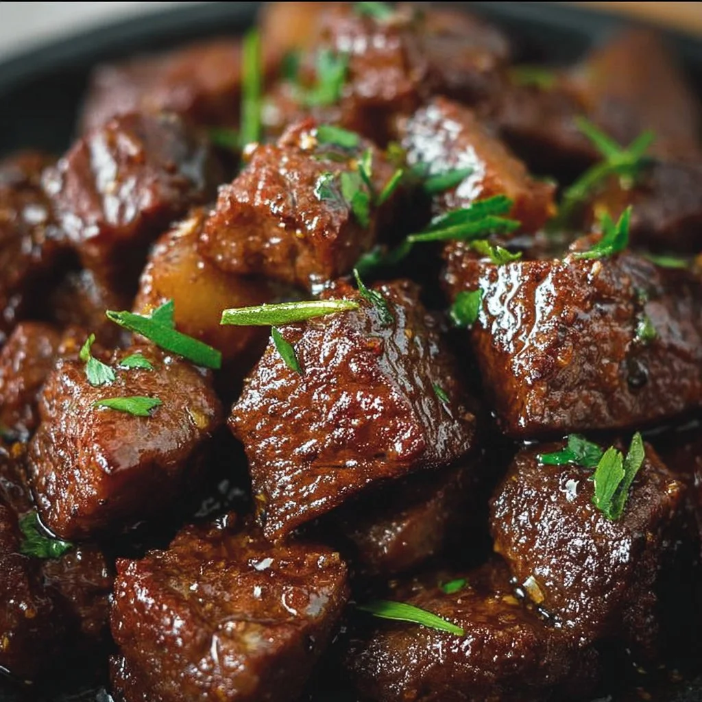 Tender crockpot steak bites cooked to perfection