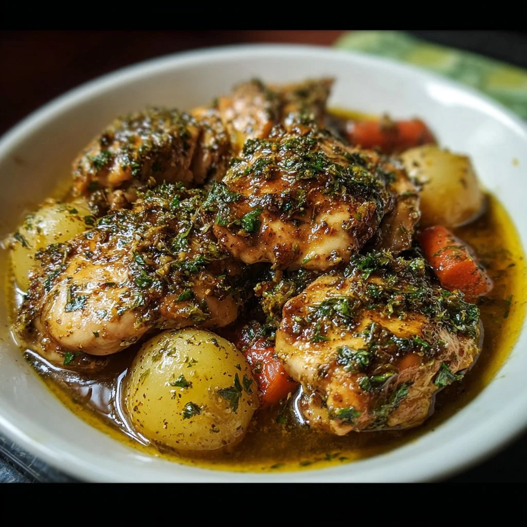 Delicious Garlic Butter Chicken served with herbs and spices