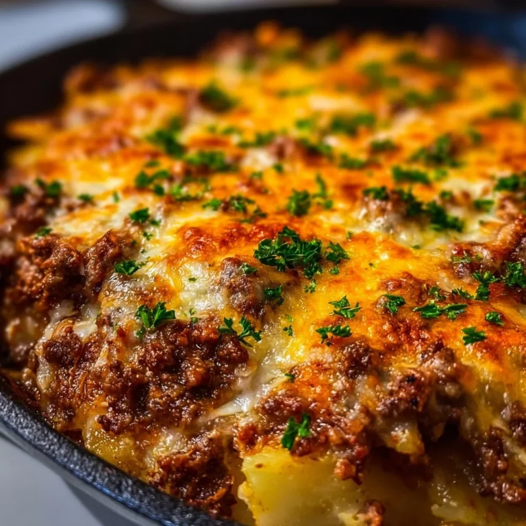 Delicious Hobo Casserole made with ground beef and vegetables