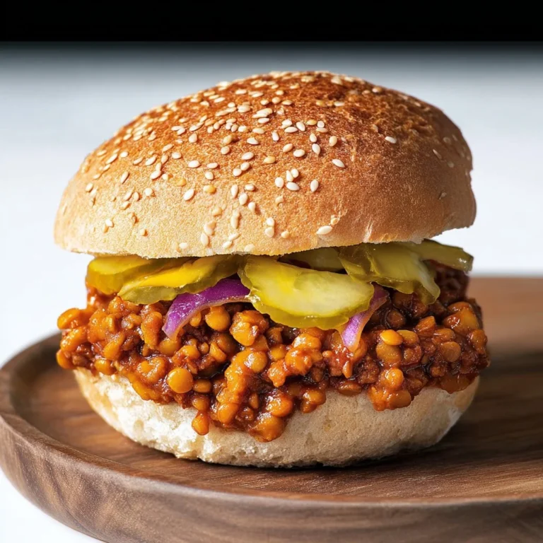Delicious Lentil Sloppy Joes served on a bun with toppings