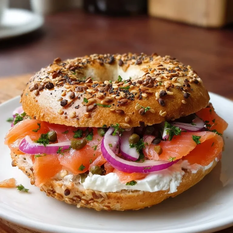Delicious Lox & Cream Cheese Bagel garnished with capers and fresh dill