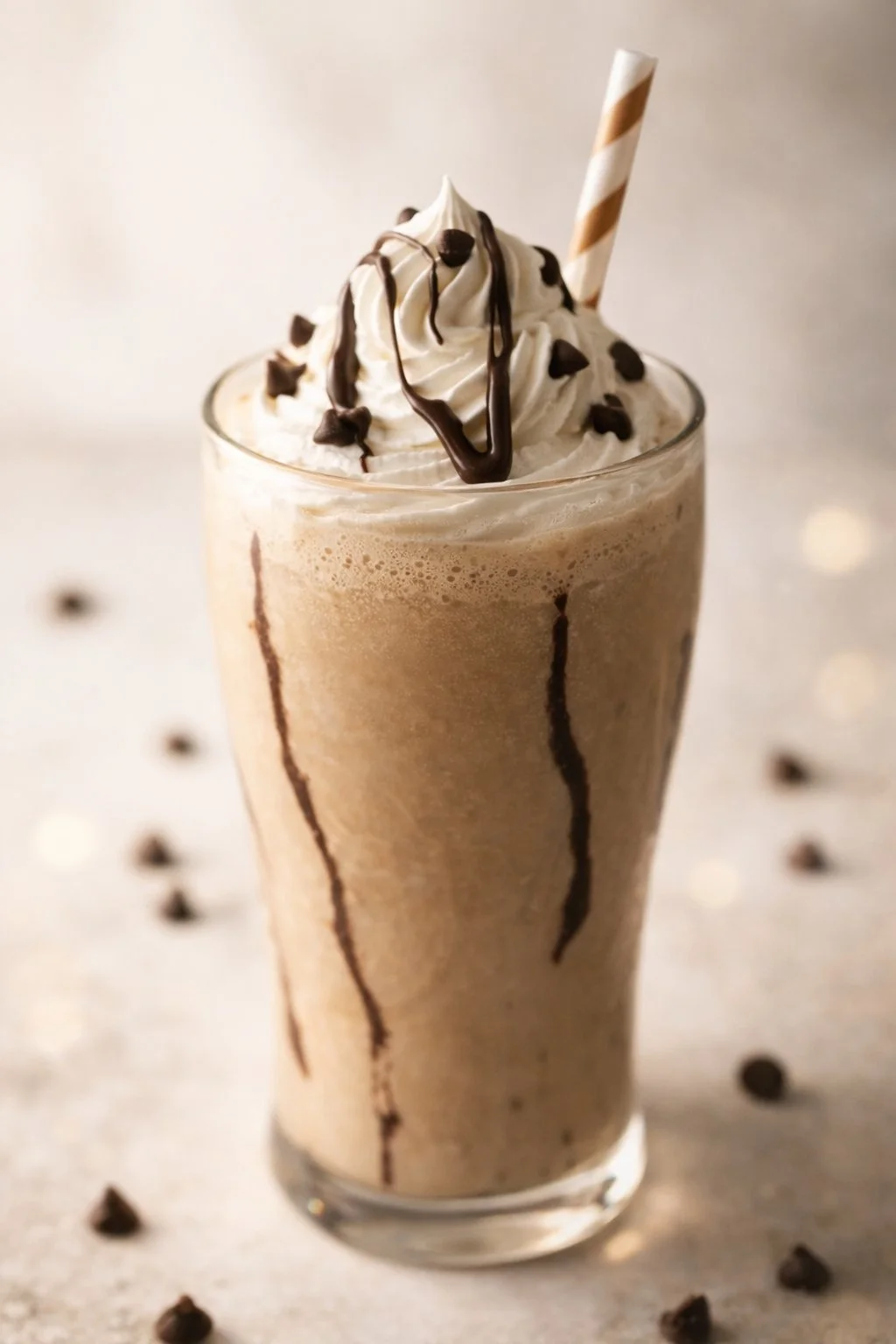 Delicious mocha milkshake topped with whipped cream and cocoa powder