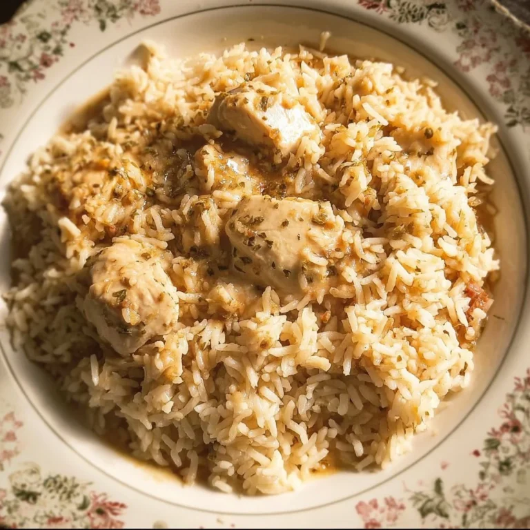 No-Peek Chicken and Rice dish served in a bowl