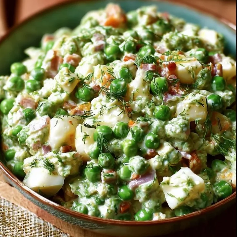 Paula Deen's flavorful Green Pea Salad with fresh ingredients.
