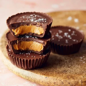 Delicious homemade Peanut Butter Cups topped with creamy peanut butter and dark chocolate.
