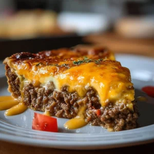 Delicious cheeseburger pie from Pioneer Woman recipe with beef and cheese