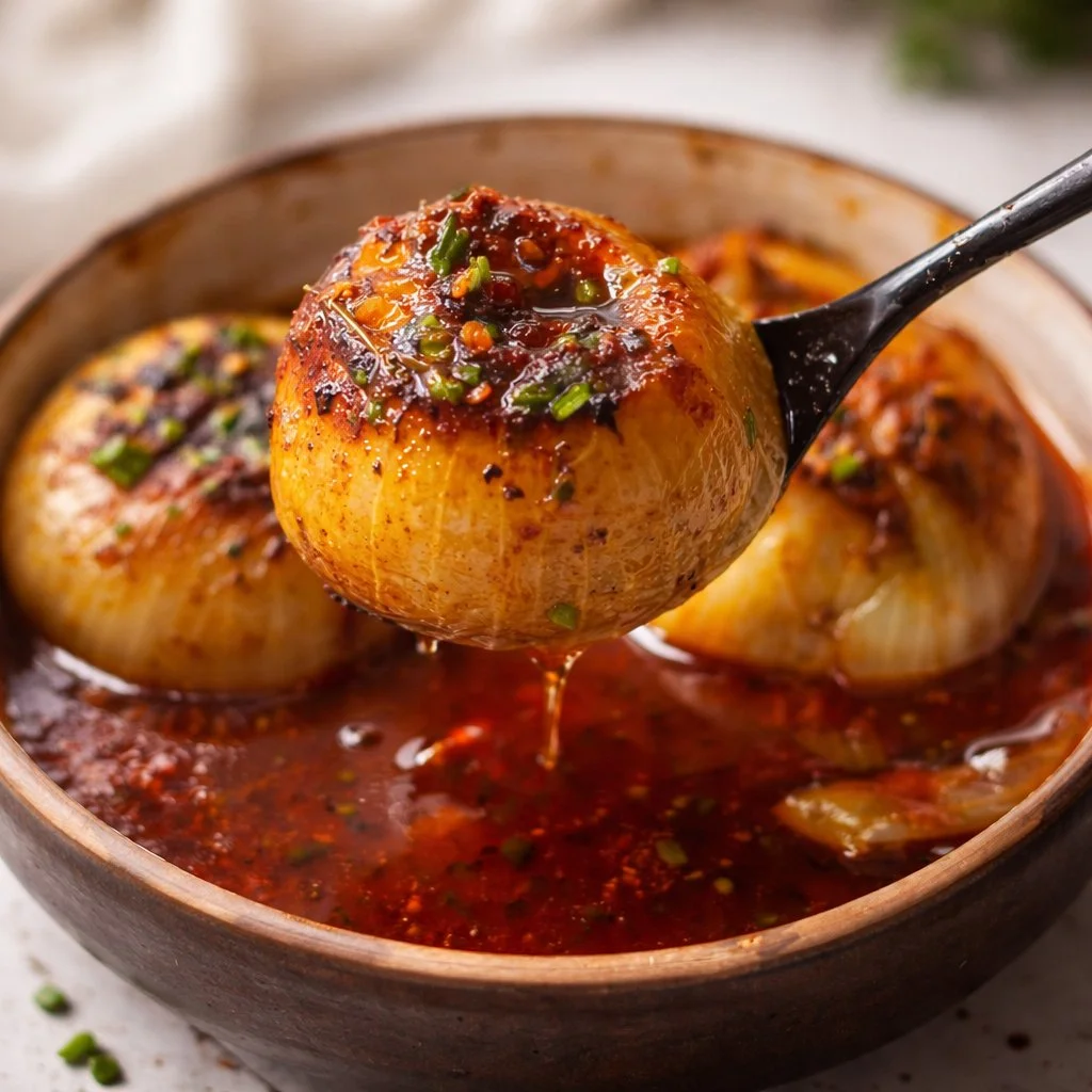 Delicious roasted whole onions, perfectly caramelized and ready to enhance dishes