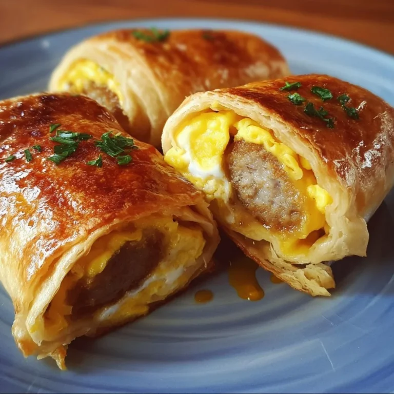 Sausage egg breakfast roll-ups served on a plate, perfect for a quick meal