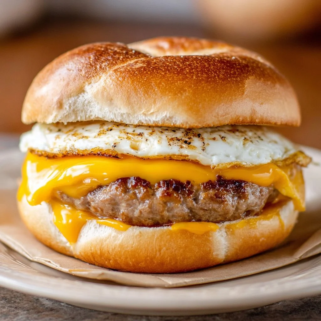 Sausage Egg & Cheese sandwich on a roll, a perfect breakfast choice