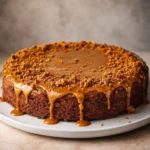Delicious Speculoos Cake topped with caramel and spices