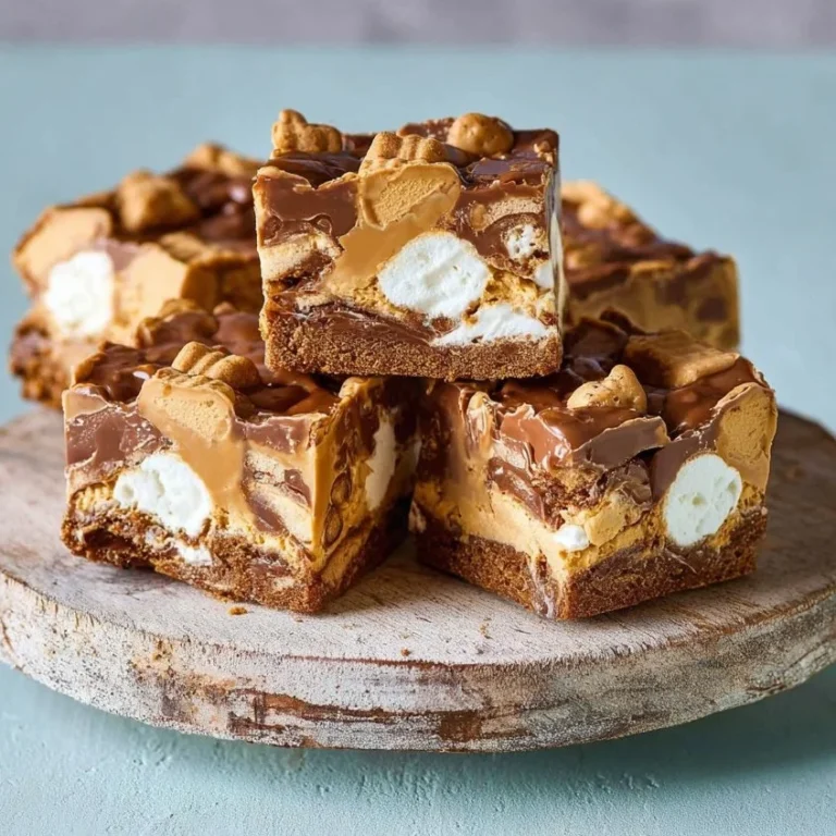 A delicious serving of Speculoos Rocky Road dessert with chocolate and caramel.