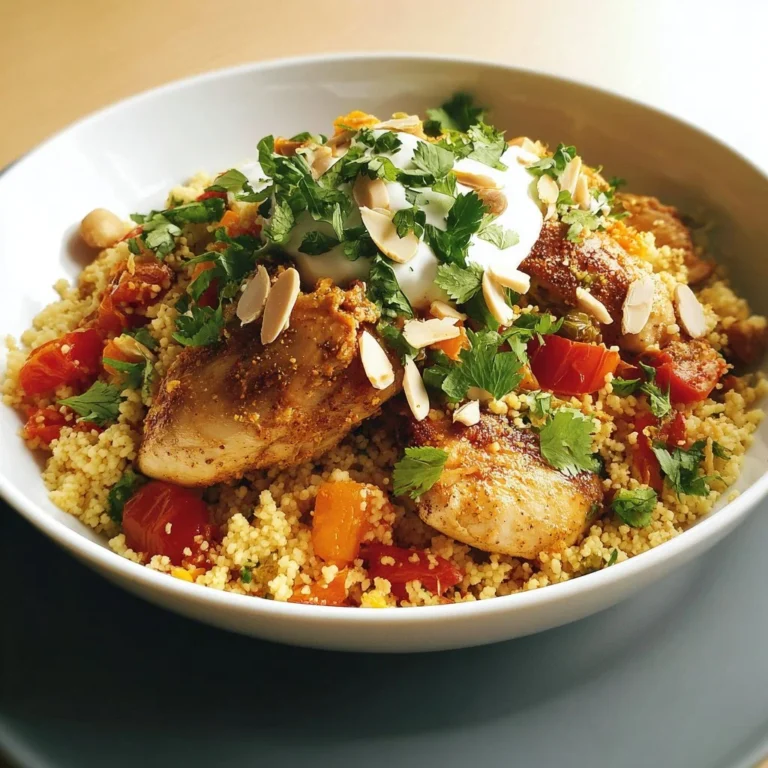 Delicious spiced couscous served with chicken for a flavorful meal.