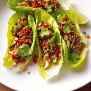 Spicy turkey lettuce cups filled with savory ground turkey and fresh vegetables